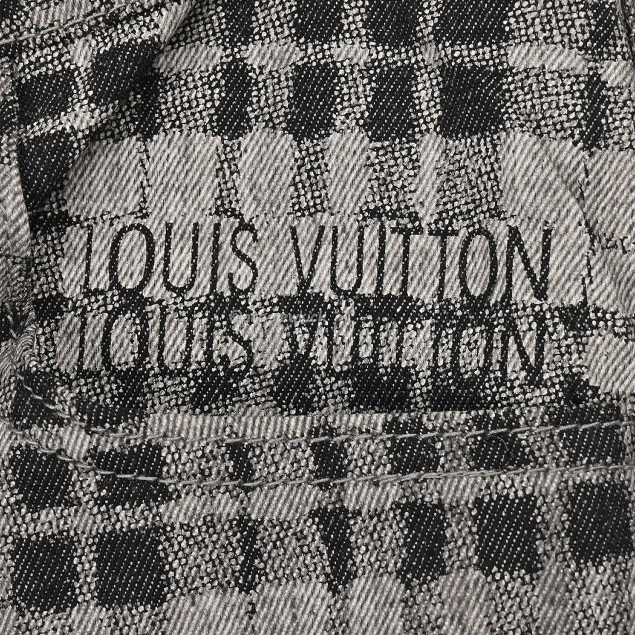Louis Vuitton 1v 24ss Grey Checkerboard Printed Denim Shorts (8) - newkick.org
